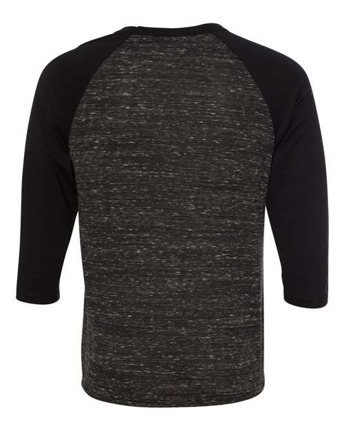 Unisex Three-Quarter Sleeve Baseball Tee - Black Marble/ Black Back
