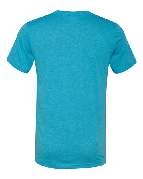 Unisex Triblend V-Neck Tee - Aqua Triblend Back