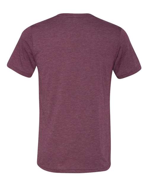 Unisex Triblend V-Neck Tee - Maroon Triblend Back