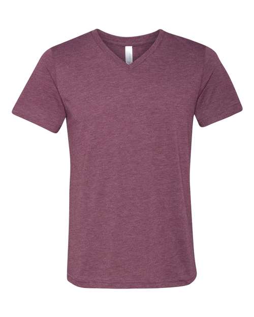 Unisex Triblend V-Neck Tee - Maroon Triblend Front
