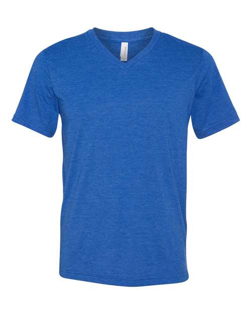 Unisex Triblend V-Neck Tee - True Royal Triblend Front
