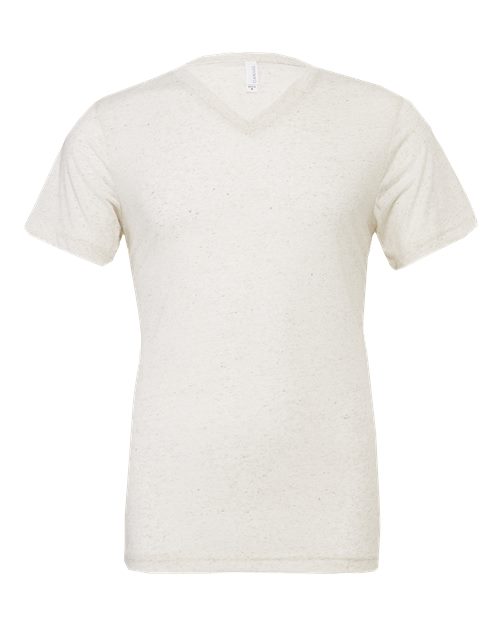 Unisex Triblend V-Neck Tee - Oatmeal Triblend Front