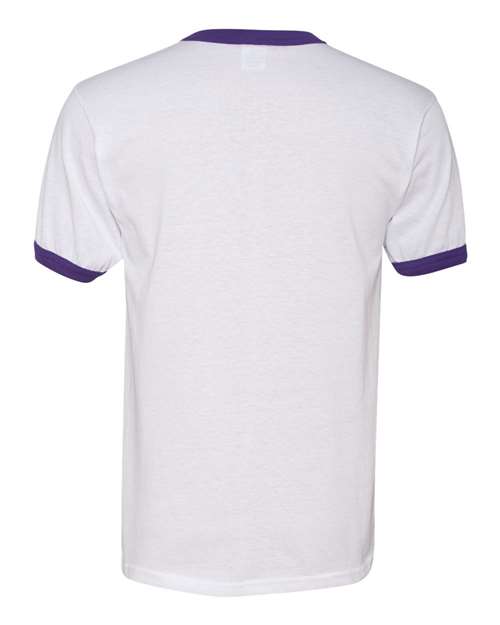 Unisex 50/50 Ringer T-Shirt - White/ Purple Back