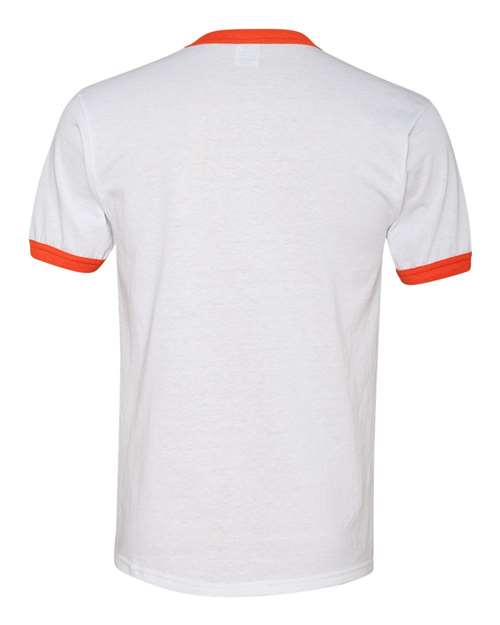 Unisex 50/50 Ringer T-Shirt - White/ Orange Back