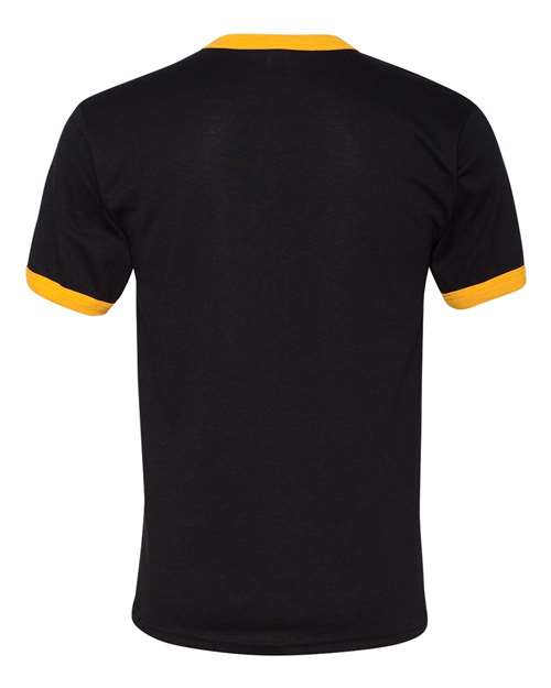 Unisex 50/50 Ringer T-Shirt - Black/ Gold Back