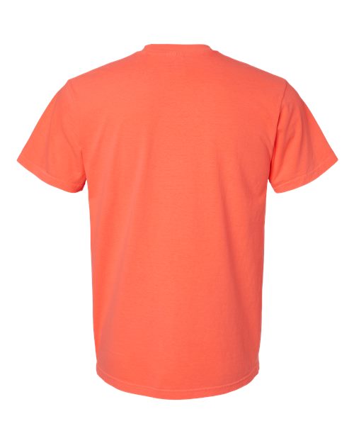 Unisex Garment-Dyed Heavyweight Pocket T-Shirt - Neon Red Orange Back
