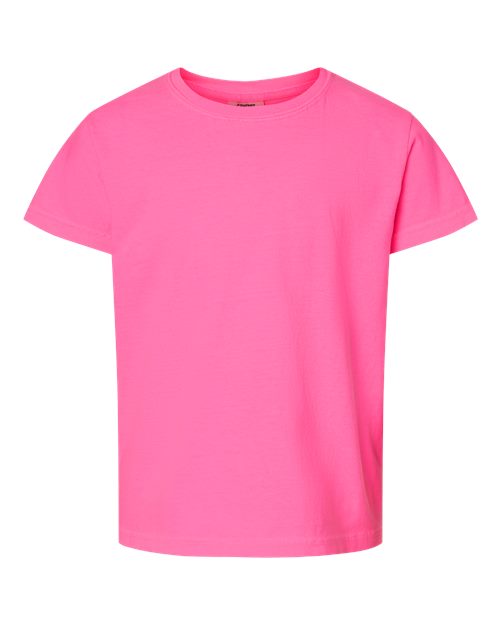 Youth Garment-Dyed Heavyweight T-Shirt - Neon Pink Front