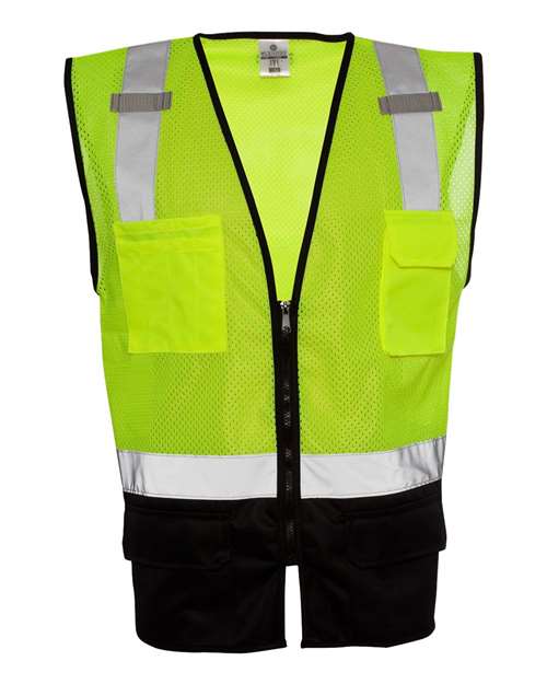 Unisex Black Bottom Mesh Class 2 Vest - Lime Front