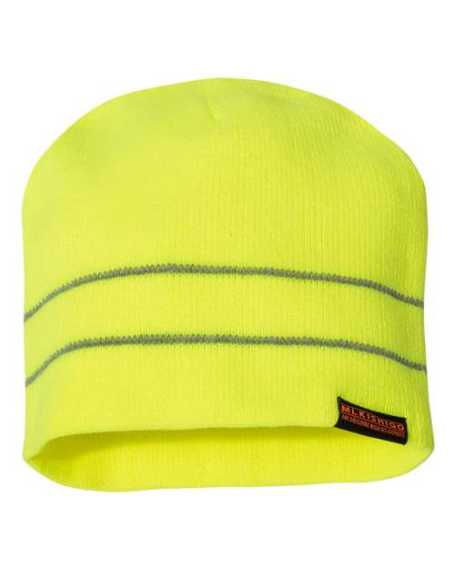 High Viz Reflective Beanie - Lime Front