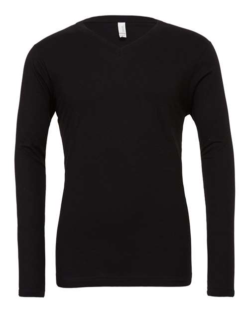 Unisex Long Sleeve V-Neck Tee - Black Front