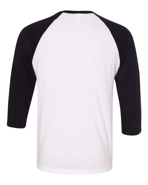 Unisex Three-Quarter Sleeve Baseball Tee - White/ Black Back