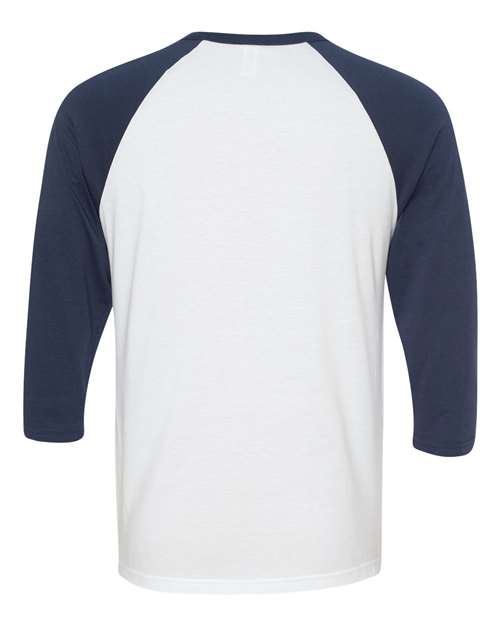Unisex Three-Quarter Sleeve Baseball Tee - White/ Navy Back