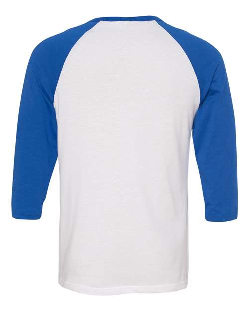 Unisex Three-Quarter Sleeve Baseball Tee - White/ True Royal Back