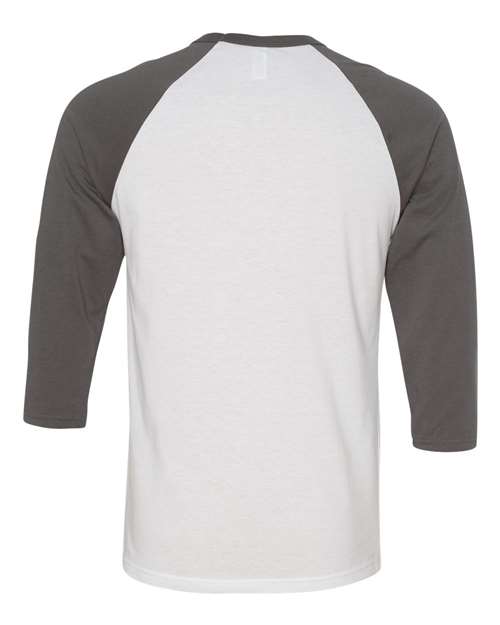 Unisex Three-Quarter Sleeve Baseball Tee - White/ Asphalt Back