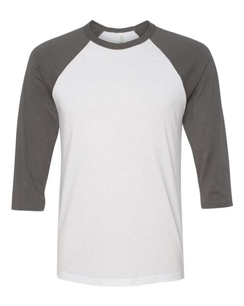Unisex Three-Quarter Sleeve Baseball Tee - White/ Asphalt Front
