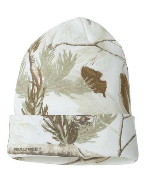 12" Licensed Camo Cuffed Beanie - White Realtree AP Back