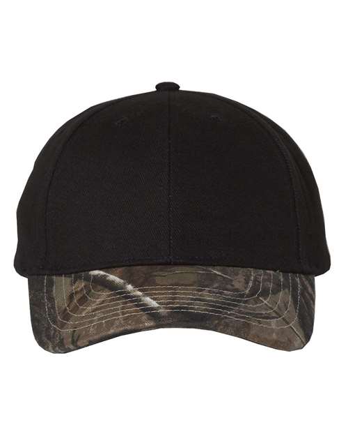 Solid Crown with Camo Bill Cap - Black/ Realtree AP Front