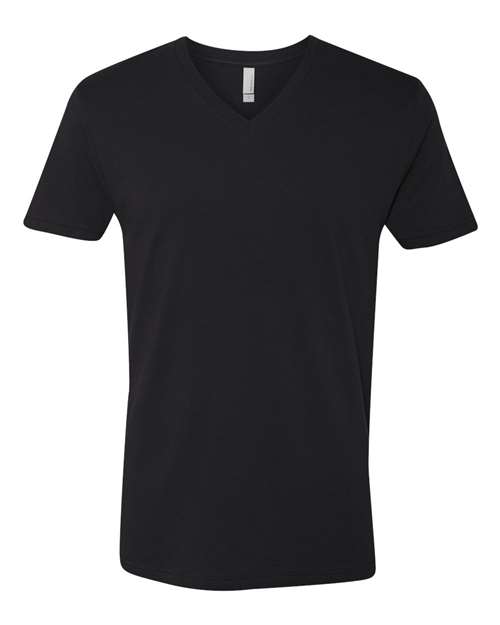 Unisex Cotton V-Neck T-Shirt - Black Front