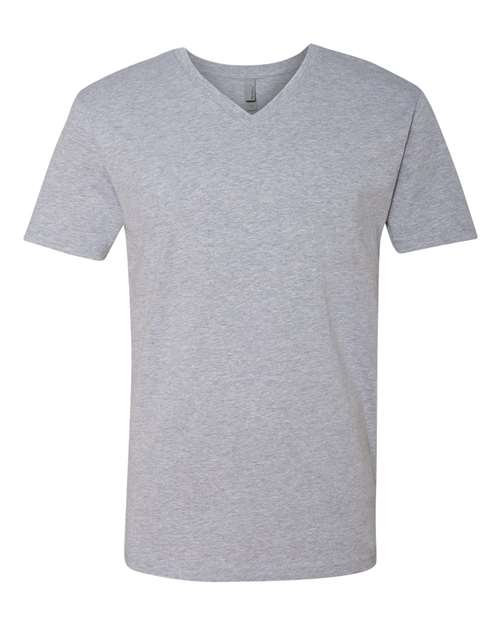 Unisex Cotton V-Neck T-Shirt - Heather Grey Front