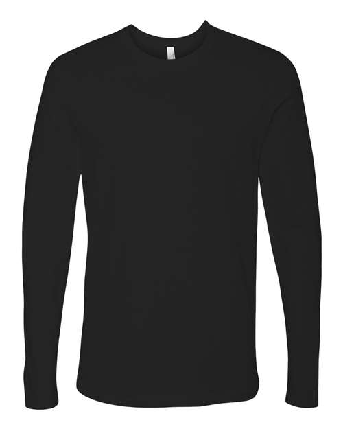 Unisex Cotton Long Sleeve T-Shirt - Black Front