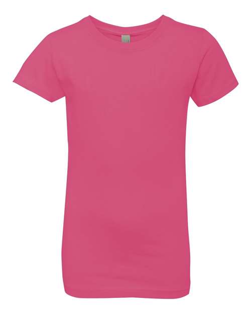 Girls’ Cotton Princess T-Shirt - Hot Pink Front
