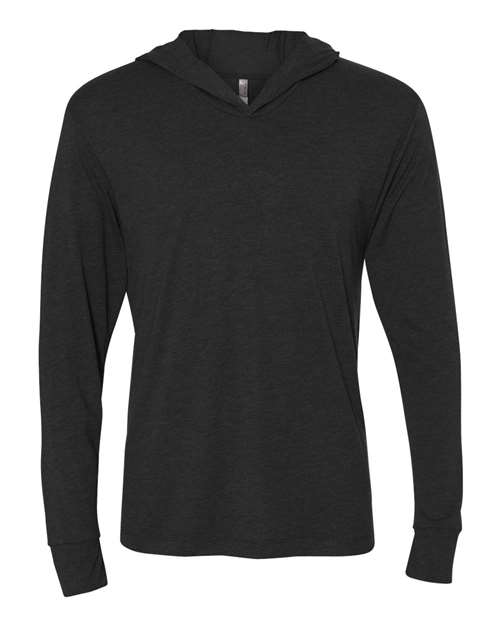 Unisex Triblend Hooded Long Sleeve Pullover T-Shirt - Vintage Black Front