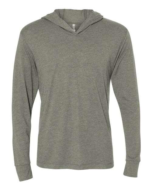 Unisex Triblend Hooded Long Sleeve Pullover T-Shirt - Venetian Grey Front