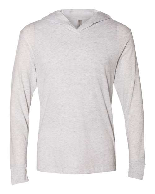 Unisex Triblend Hooded Long Sleeve Pullover T-Shirt - Heather White Front