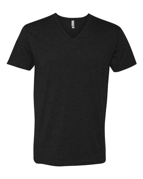 Men's CVC V-Neck T-Shirt - Black Front