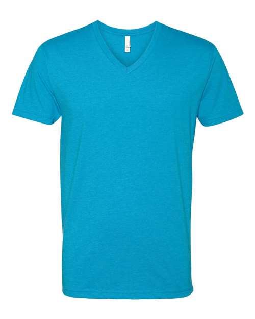 Men's CVC V-Neck T-Shirt - Turquoise Front