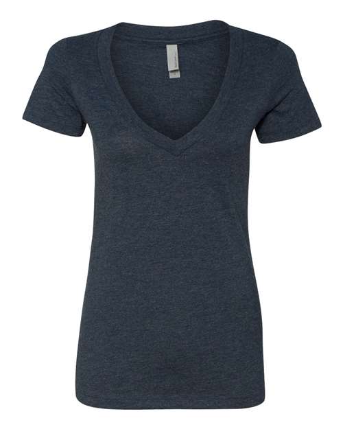 Women’s CVC Deep V-Neck T-Shirt - Midnight Navy Front