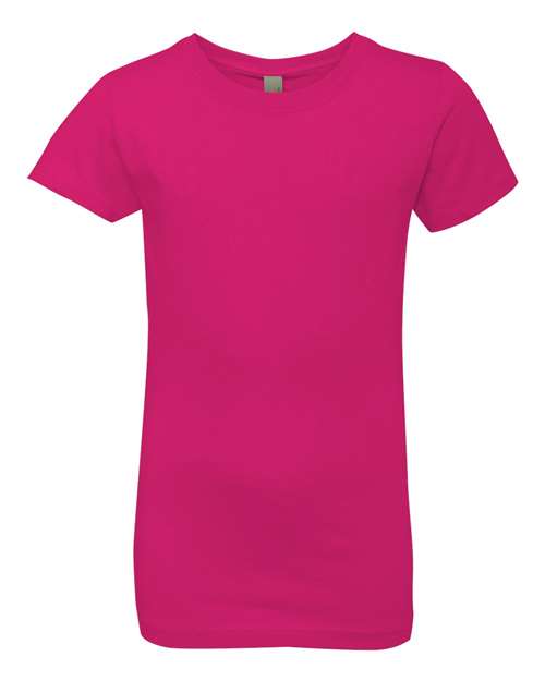 Girls’ Cotton Princess T-Shirt - Raspberry Front