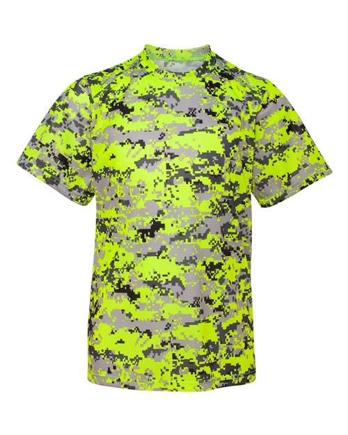 Youth Digital Camo T-Shirt - Safety Yellow Digital Front