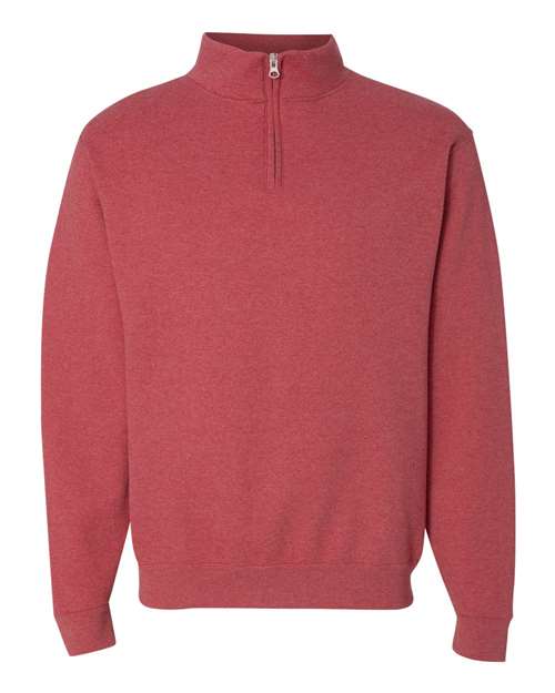 Unisex Nublend® Cadet Collar Quarter-Zip Sweatshirt - Vintage Heather Red Front