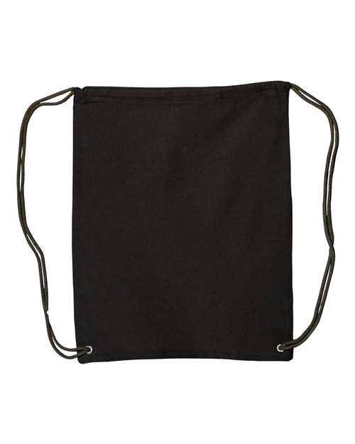 Canvas Drawstring Backpack - Black Back