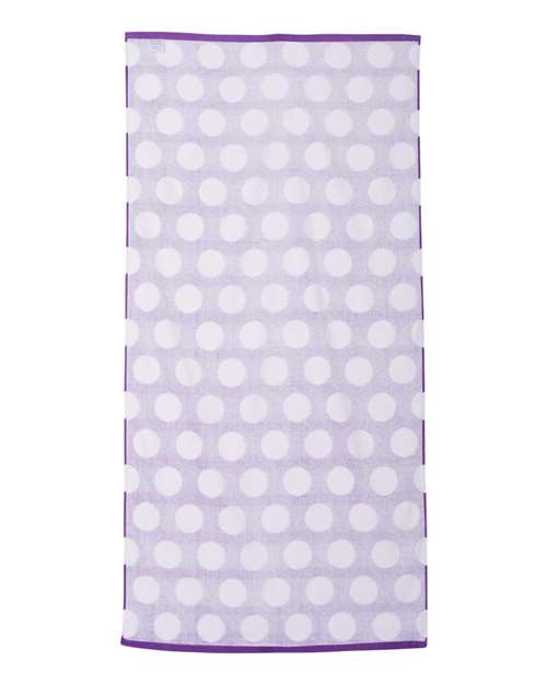 Polka Dot Velour Beach Towel - Purple Back