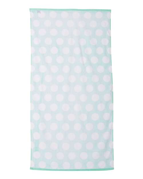 Polka Dot Velour Beach Towel - Light Green Back