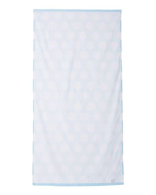 Polka Dot Velour Beach Towel - Light Blue Back