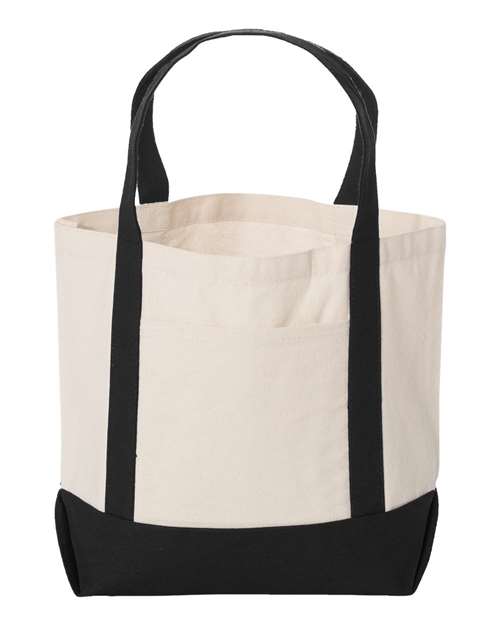 Seaside Boater Tote - Natural/ Black Front