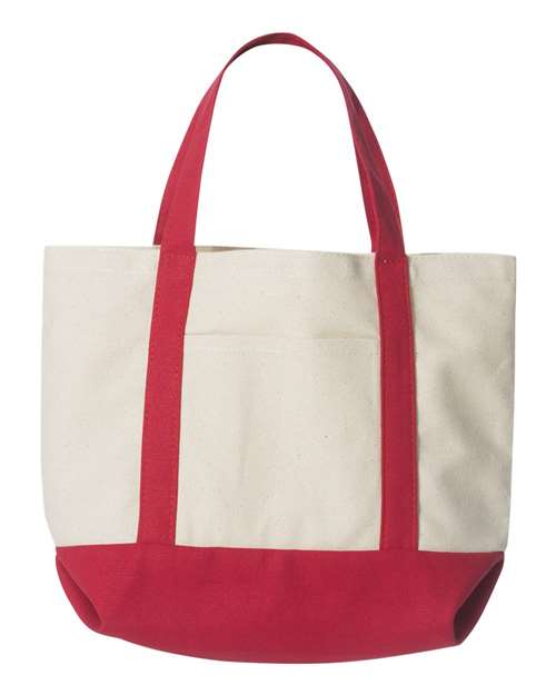 Seaside Boater Tote - Natural/ Red Front