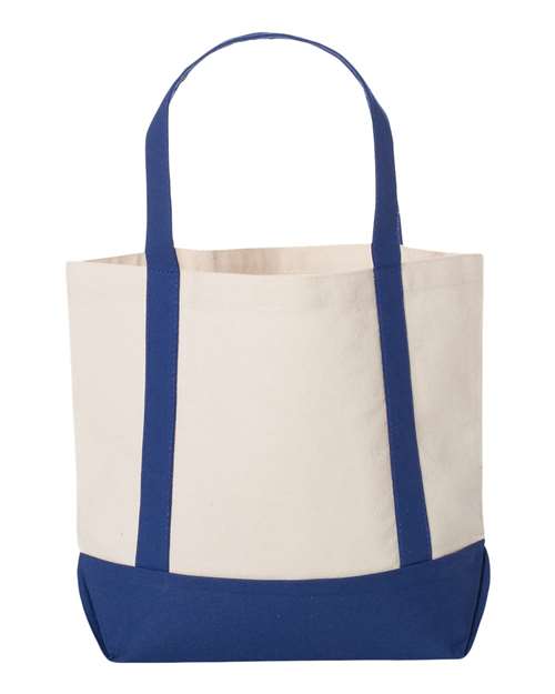 Seaside Boater Tote - Natural/ Royal Back