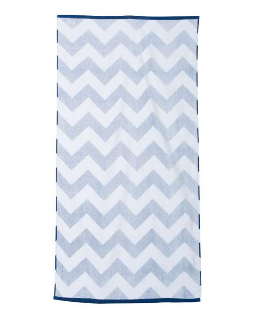 Chevron Velour Beach Towel - Navy Back
