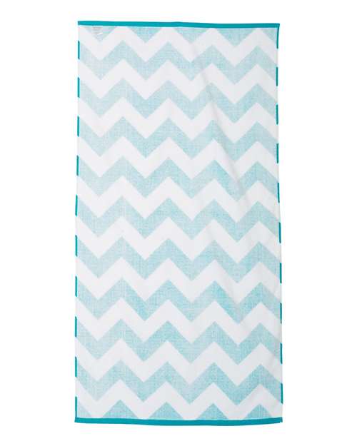 Chevron Velour Beach Towel - Turquoise Back