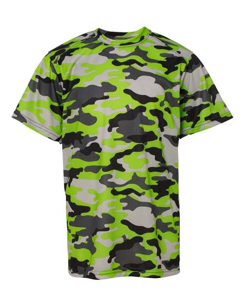 Youth Camo T-Shirt - Lime Front