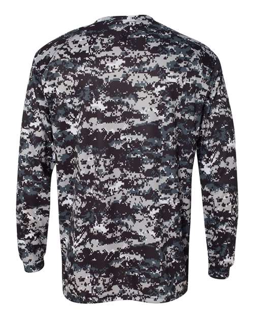 Men's Digital Camo Long Sleeve T-Shirt - Black Digital Back