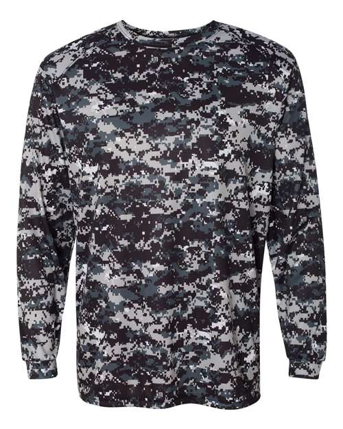 Men's Digital Camo Long Sleeve T-Shirt - Black Digital Front