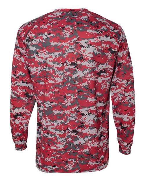 Men's Digital Camo Long Sleeve T-Shirt - Red Digital Back