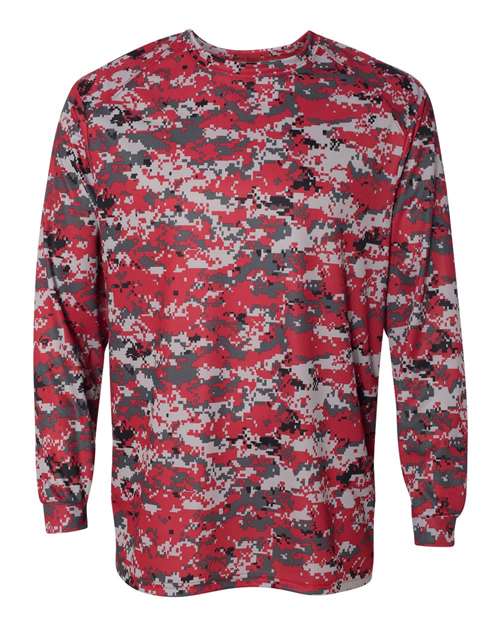 Men's Digital Camo Long Sleeve T-Shirt - Red Digital Front