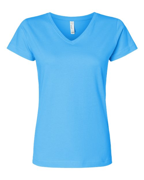 Women's Fine Jersey V-Neck Tee - Aqua Front