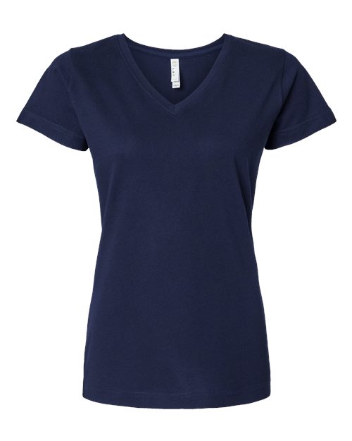 Women's Fine Jersey V-Neck Tee - Navy Front